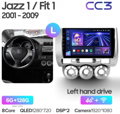 Штатная магнитола Teyes CC3 360° Jazz 1 GD / Fit 1 2001-2009 (LHD)