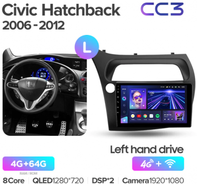 Штатная магнитола Teyes CC3 Honda Civic Hatchback (LHD) 2006-2012
