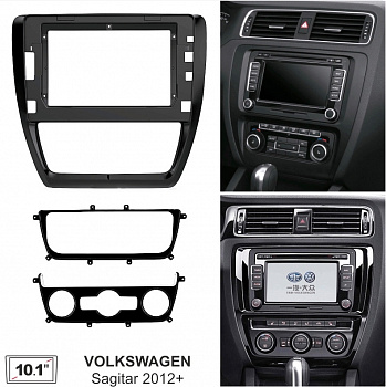 Переходная рамка для VOLKSWAGEN Sagitar 2012-2019 / Jetta 2010-2018 10.1"
